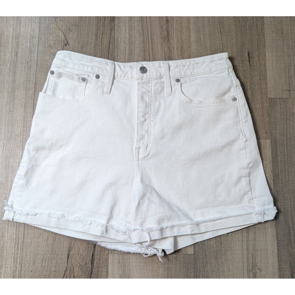 Madewell Size 31 Curvy High Rise Denim Shorts Raw Cutoff Hem Stretch Beach Boho